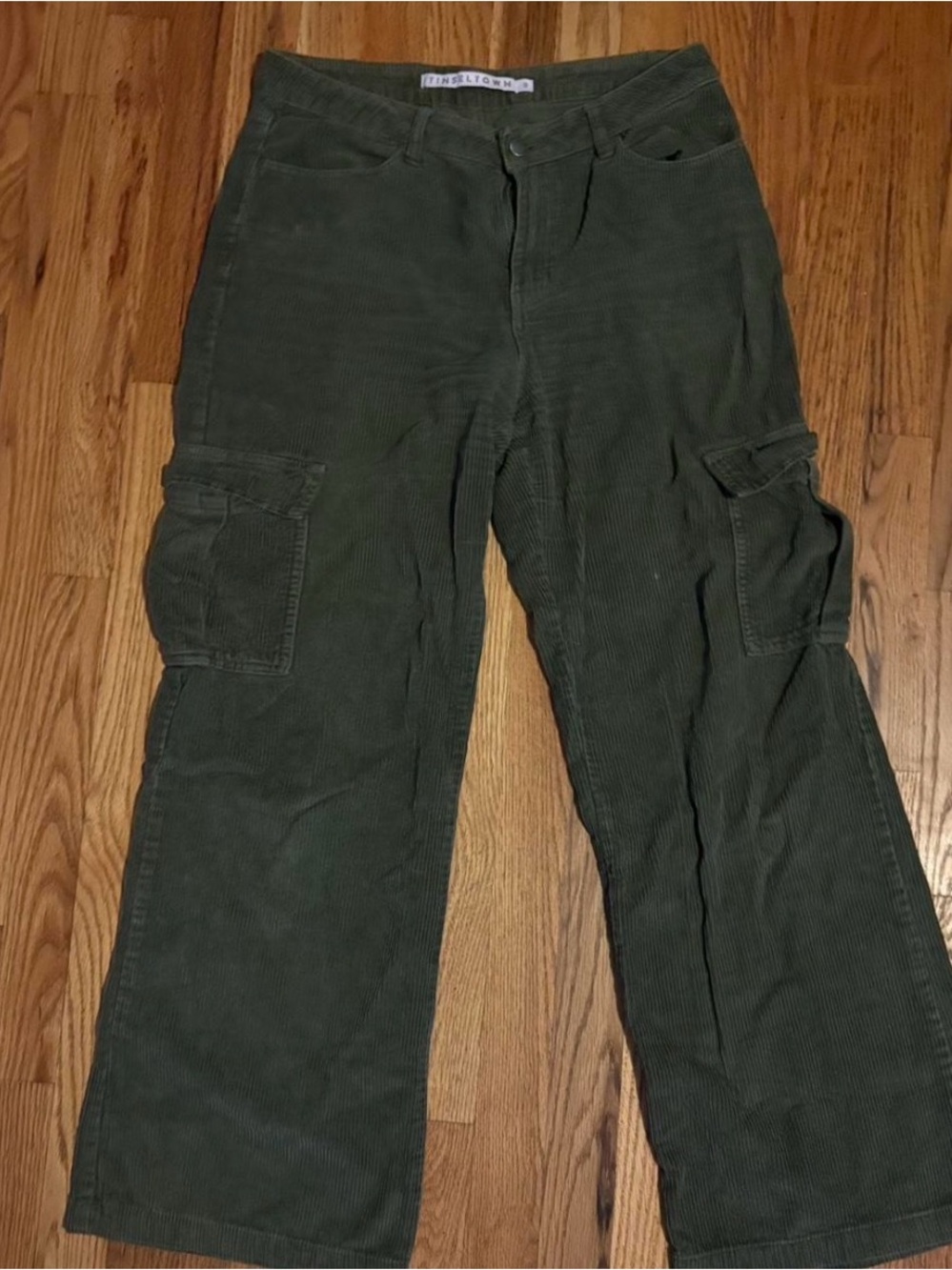 UOlive Green Corduroy Cargo Pants